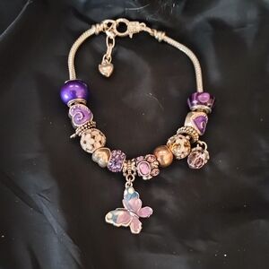Purple Butterfly Awareness Bracelet